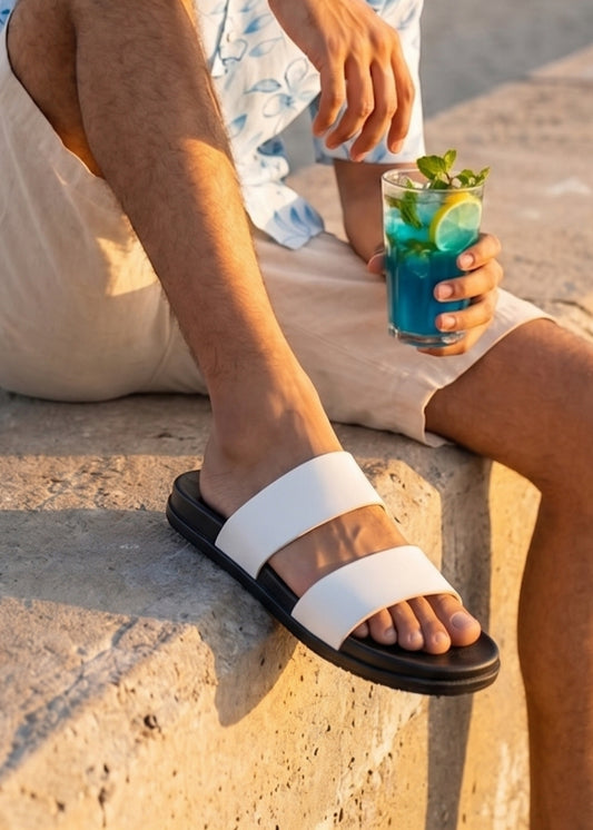 Dép Đế Thấp Two-strap Slides #Y2010 041 Trắng