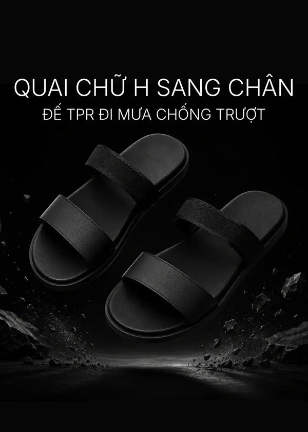 Dép Nam Đế Thấp Nhẹ Quai Simili Chống Trượt #Y2010 045 Màu Đen