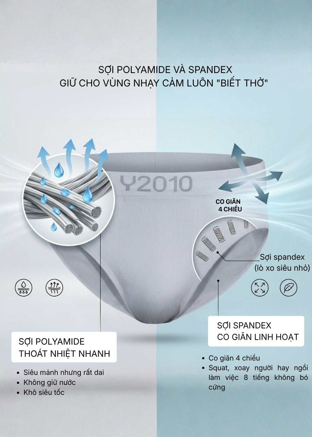 Quần Lót Tam Giác Seamless FlexFit™ Dệt Khối Không Hằn Da #Y2010 081 Màu Xám Đậm