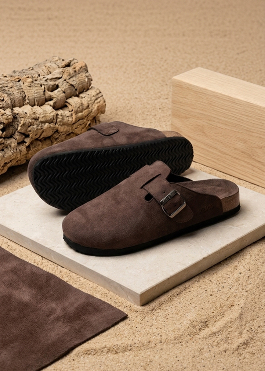 Dép Đế Trấu Mules Da Suede Mềm #Y2010 133 Nâu Đậm