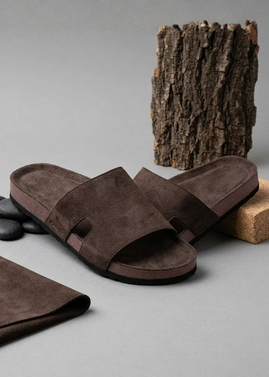 Dép Đế Trấu Slide Slipper Vải Giả Da Mềm #Y2010 140 Nâu Đậm