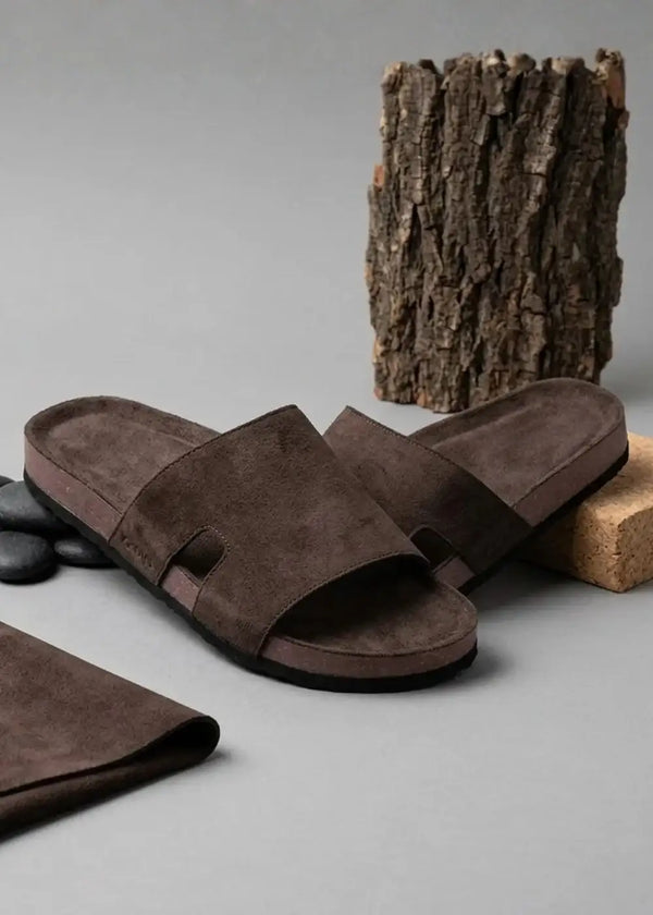 Dép Đế Trấu Slide Slipper Vải Giả Da Mềm #Y2010 140 Màu Nâu Đậm