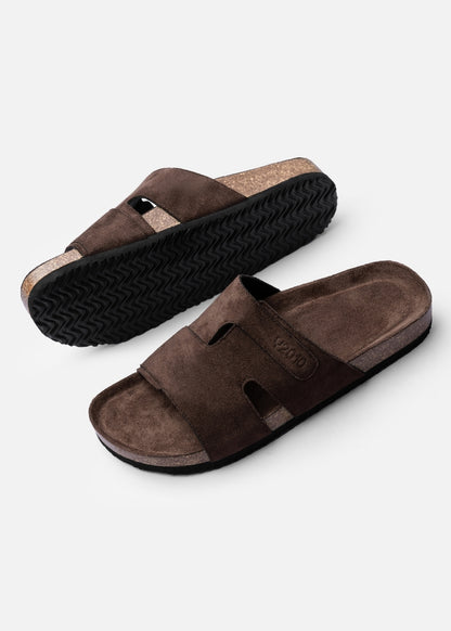 Dép Đế Trấu Slide Slipper Vải Giả Da Mềm #Y2010 144 Nâu