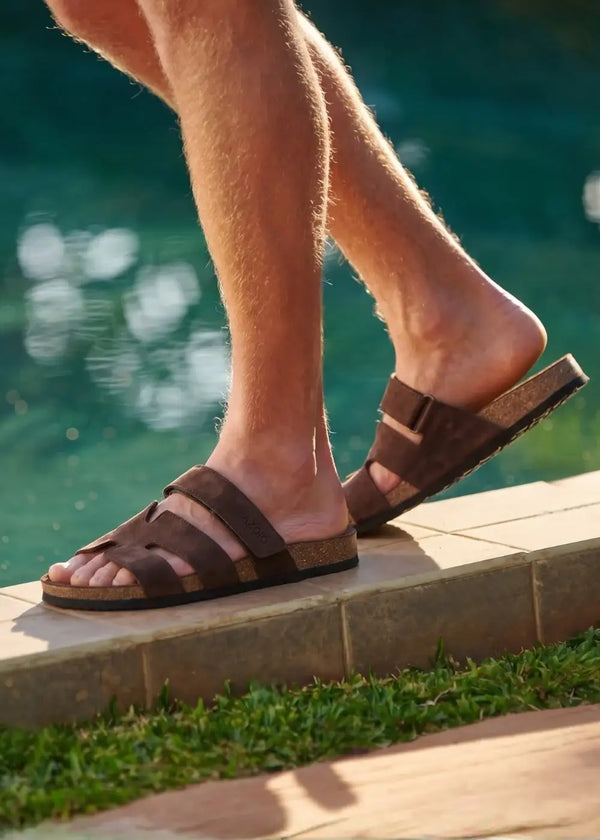 Dép Đế Trấu Multi-strap Slides Vải Giả Da Mềm #Y2010 145 Nâu