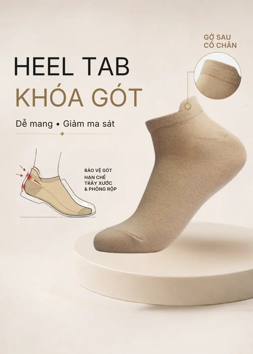 Combo 5 Vớ Basic Cổ Ngắn Heel Tab Khóa Gót Chống Tuột #Y2010 157 Màu Free Color