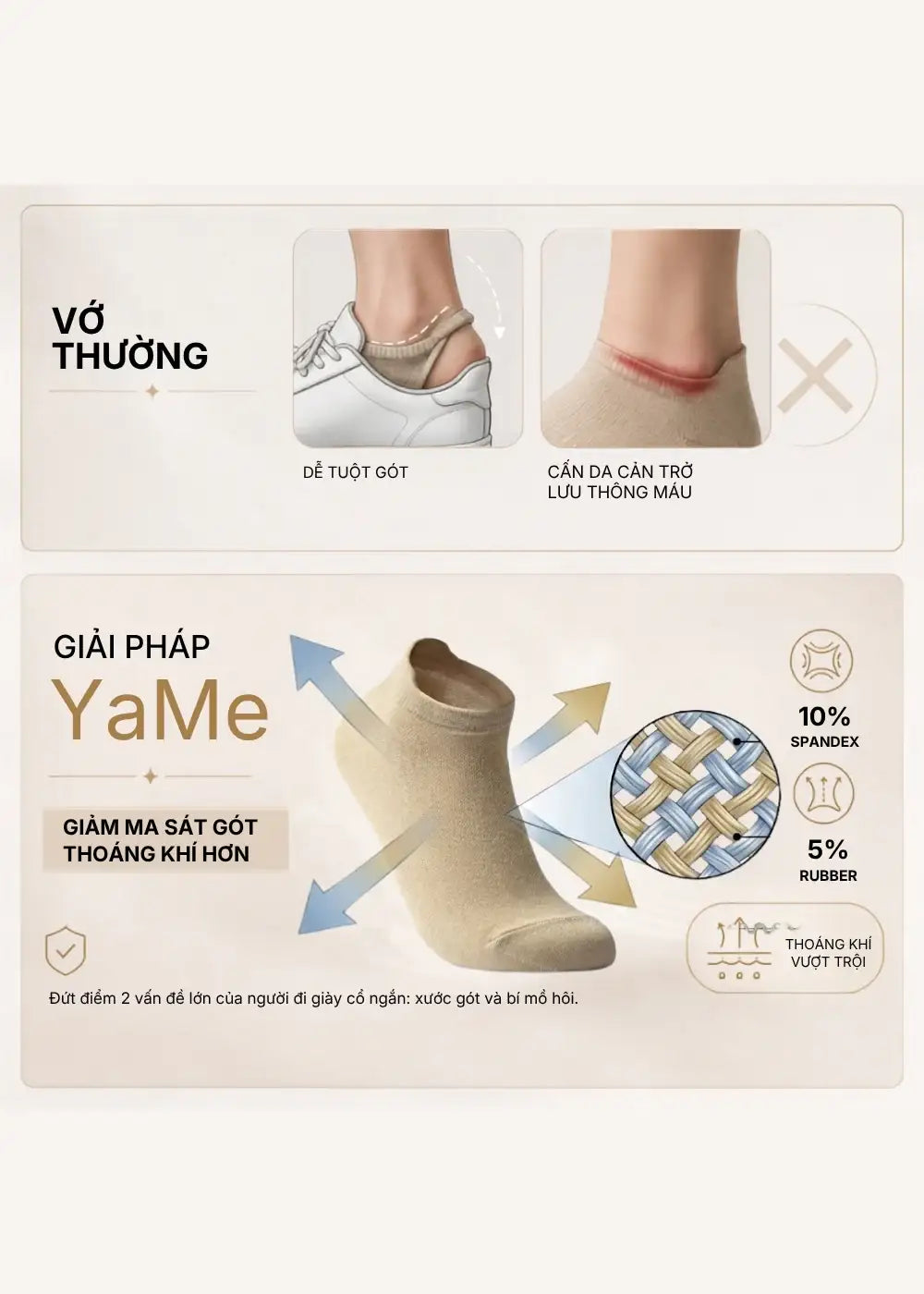 Combo 5 Vớ Basic Cổ Ngắn Heel Tab Khóa Gót Chống Tuột #Y2010 157 Màu Free Color
