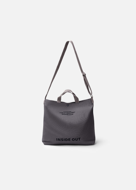Túi Tote Canvas Chịu Lực Ngăn Chứa Lớn "INSIDE OUT" #Y2010 193 Màu Xám Đậm