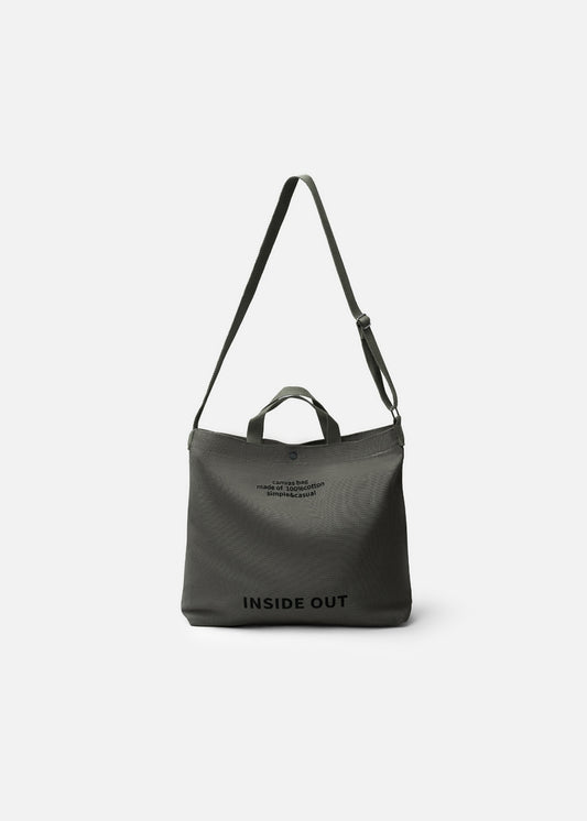 Túi Tote Canvas Chịu Lực Ngăn Chứa Lớn "INSIDE OUT" #Y2010 193 Màu Xanh Lá Đậm