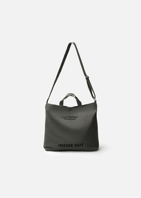 Túi Tote Canvas Chịu Lực Ngăn Chứa Lớn "INSIDE OUT" #Y2010 193 Màu Xanh Lá Đậm