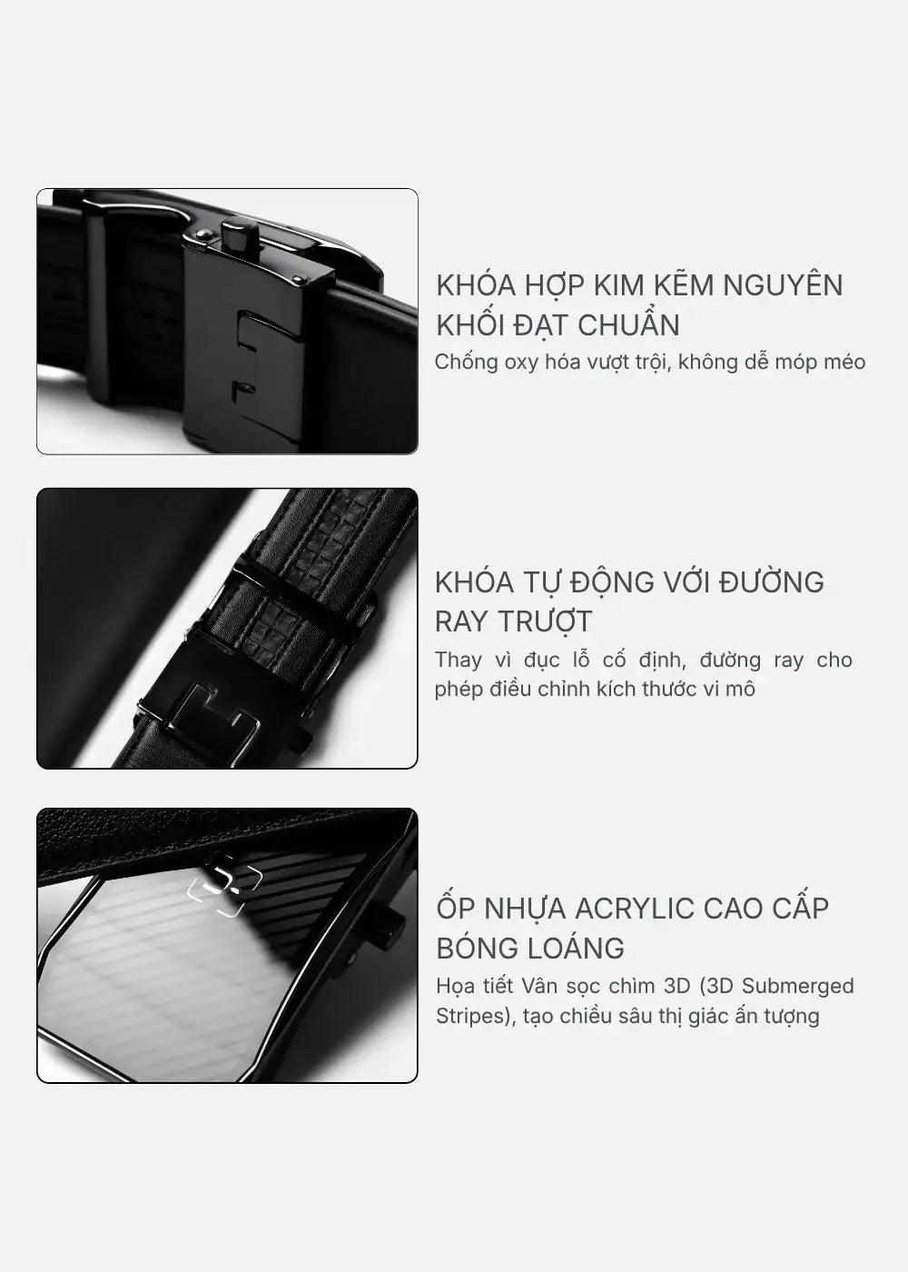 Dây Nịt Da Bò Ý Khóa Tự Động #Y2010 236 Màu Đen