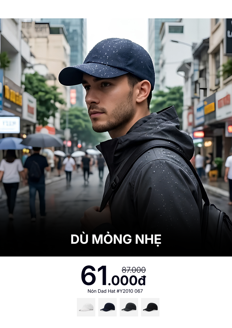 Nón Dad Hat Dù Mỏng Nhẹ #Y2010 067 Xanh Dương Đậm
