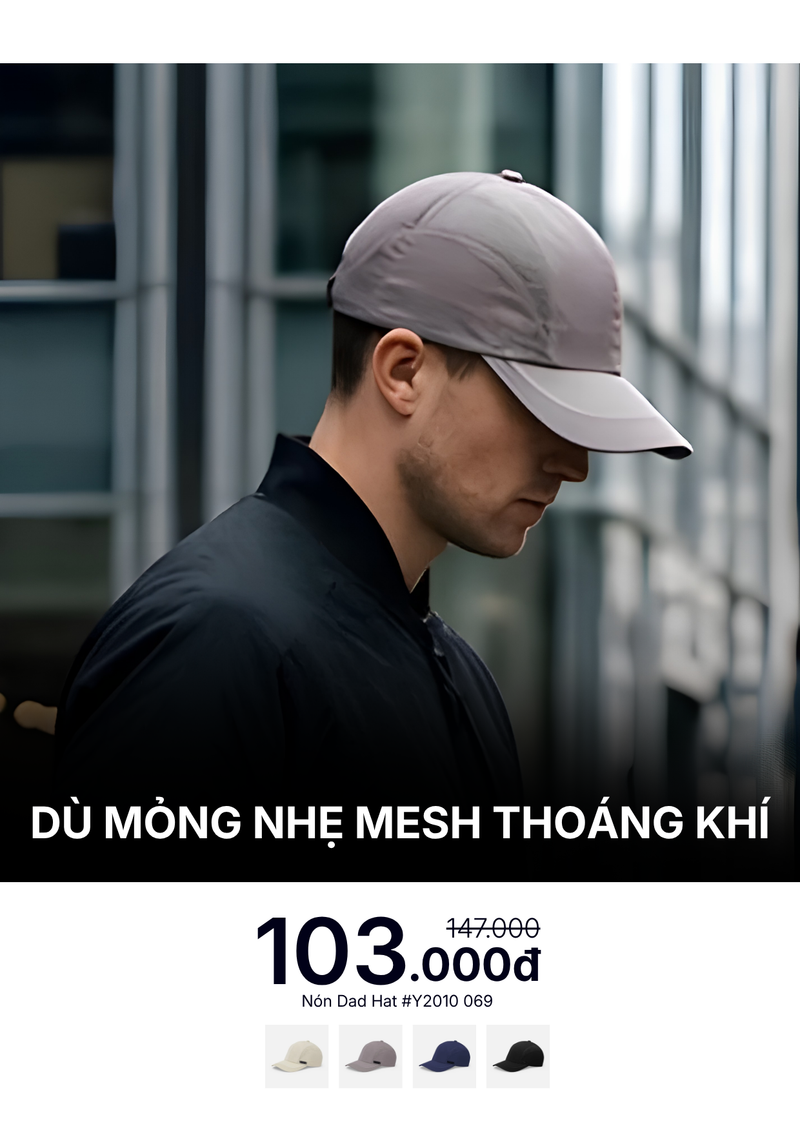 Nón Dad Hat Dù Mỏng Nhẹ Mesh Thoáng Khí #Y2010 069 Nâu