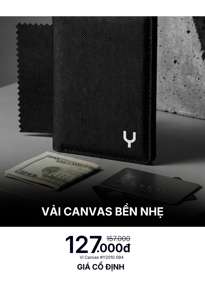 Ví Đứng Canvas Bền Nhẹ #Y2010 094 Đen