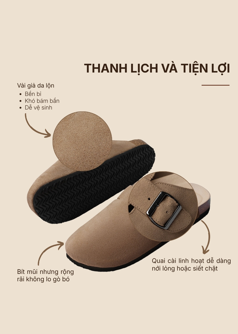 Dép Đế Trấu Mules Da Suede Mềm #Y2010 133 Màu Nâu Đậm