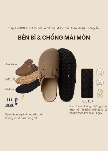 Dép Đế Trấu Mules Da Suede Mềm #Y2010 133 Màu Nâu Đậm