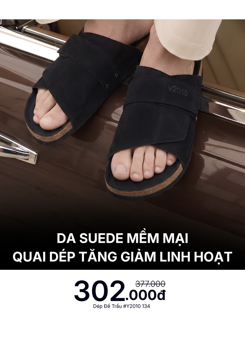 Dép Đế Trấu Slide Slipper Da Suede Mềm #Y2010 134 Đen