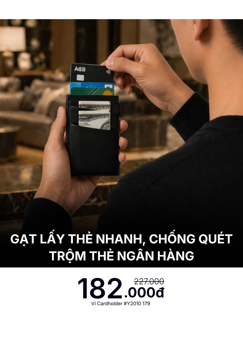 Ví Nhôm Gạt Lấy Thẻ Nhanh, Siêu Nhẹ, Chống Quét Trộm Thẻ Ngân Hàng #Y2010 179 Màu Đen