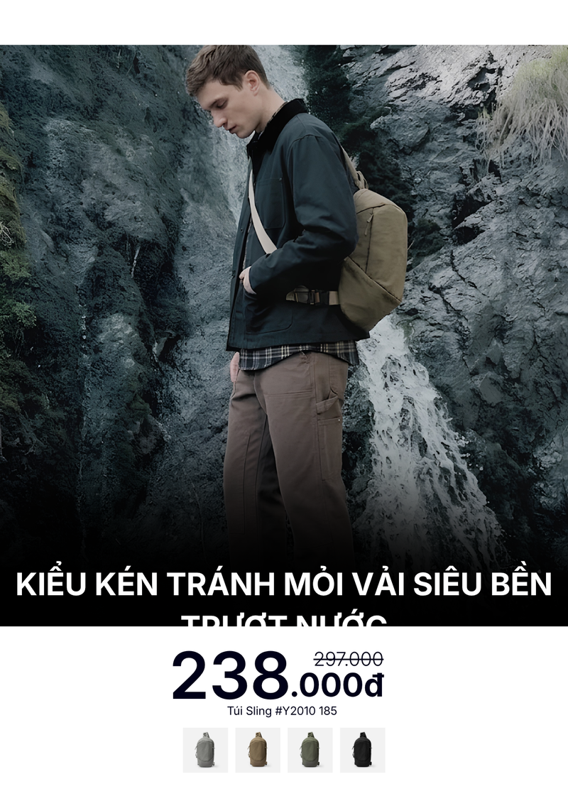 Túi Đeo Sling Bag Kiểu Kén Tránh Mỏi Vải Siêu Bền Trượt Nước #Y2010 185 Màu Nâu