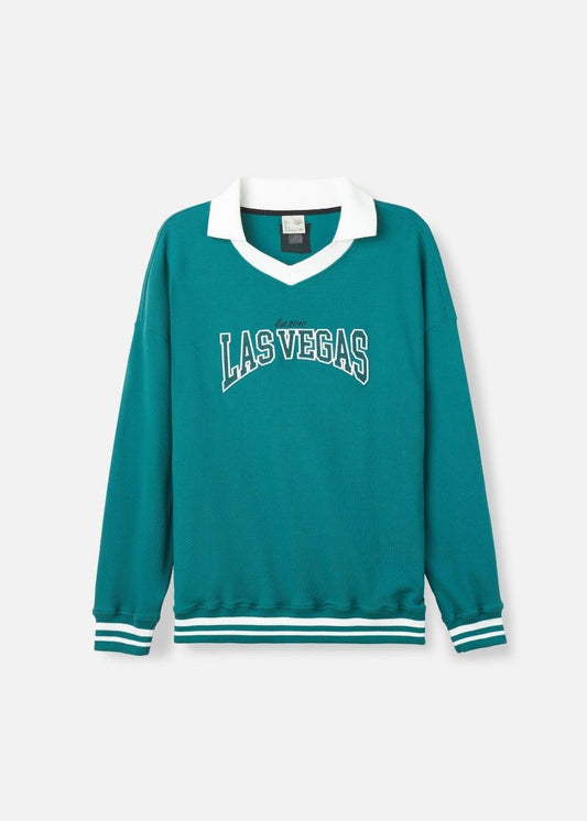 Áo Polo Sweater Cổ Chữ V No Style M38 Xanh Lá Đậm - YaMe.vn