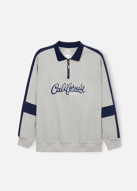 Áo Thun Tay Dài Áo Polo Sweater Cổ Khóa Kéo No Style M38 Xám