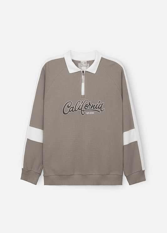 Áo Polo Sweater Cổ Khóa Kéo No Style M38 Xám Đậm - YaMe.vn