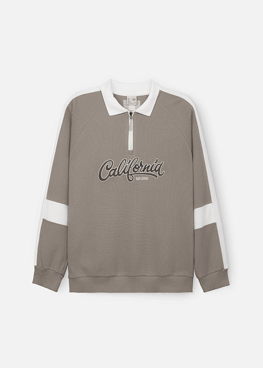 Áo Thun Tay Dài Áo Polo Sweater Cổ Khóa Kéo No Style M38 Xám Xi Măng