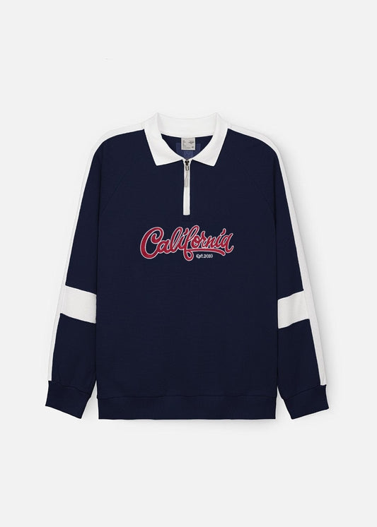 Áo Thun Tay Dài Áo Polo Sweater Cổ Khóa Kéo No Style M38 Xanh Đen