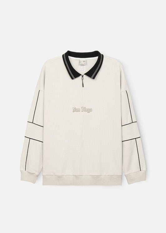 Áo Thun Tay Dài Áo Polo Sweater Cổ Khóa Kéo No Style M41 Be