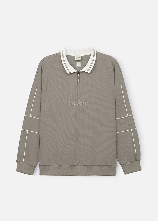 Áo Polo Sweater Cổ Khóa Kéo No Style M41 Xám - YaMe.vn