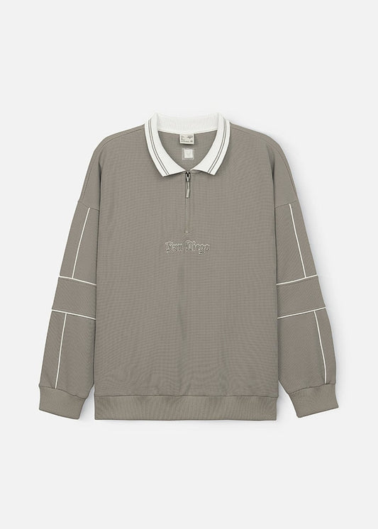 Áo Thun Tay Dài Áo Polo Sweater Cổ Khóa Kéo No Style M41 Xám