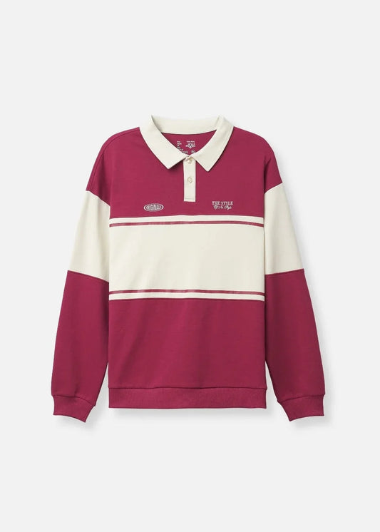 Áo Polo Sweater Cotton Phối Màu No Style M36 Đỏ Be - YaMe.vn