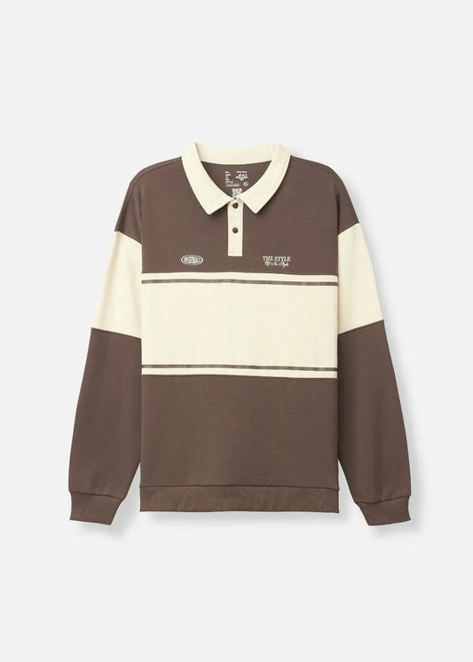 Áo Polo Sweater Cotton Phối Màu No Style M36 Nâu Be - YaMe.vn