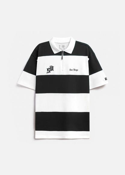 Áo Thun Cổ Polo Tay Ngắn Áo Polo Tay Ngắn Họa Tiết Sọc No Style M25 Trắng Đen