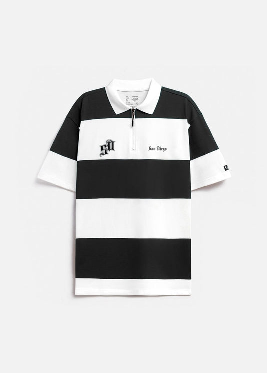 Áo Thun Cổ Polo Tay Ngắn Áo Polo Tay Ngắn Họa Tiết Sọc No Style M25 Trắng Đen