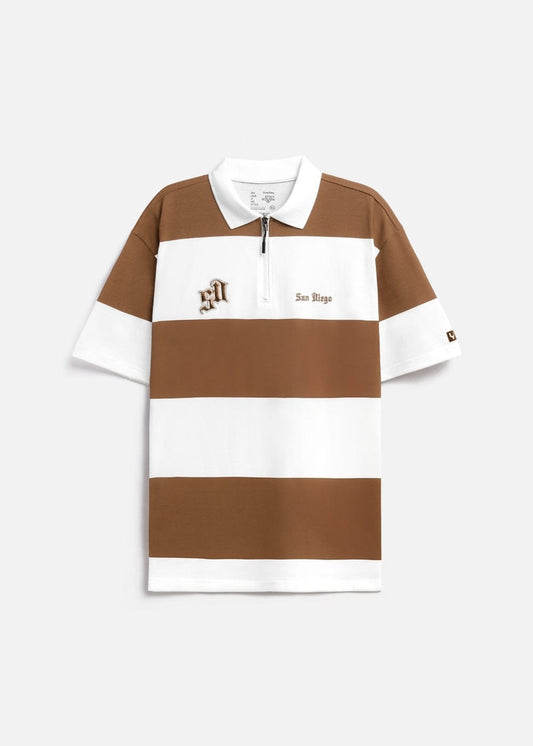 Áo Thun Cổ Polo Tay Ngắn Áo Polo Tay Ngắn Họa Tiết Sọc No Style M25 Trắng Nâu