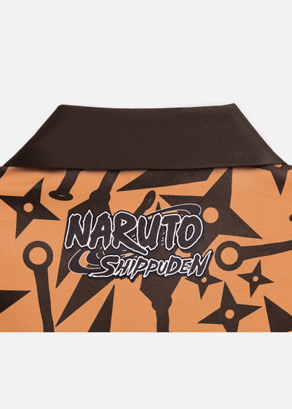 Áo Sơ Mi Tay Ngắn Cổ Bẻ Áo Sơ Cuban Mi Tay Ngắn Họa Tiết Naruto 22 Cam