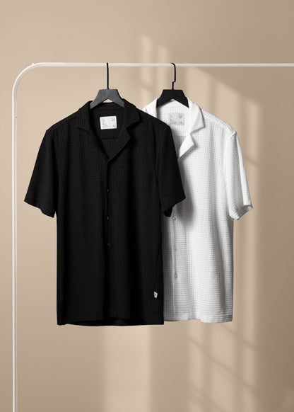 Áo Sơ Mi Tay Ngắn Cổ Cuban Áo Sơ Mi No Style M145 Trắng