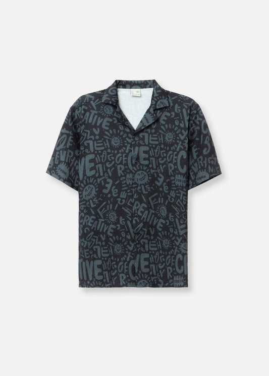 Áo Sơ Mi Tay Ngắn Cổ Cuban Áo Sơ Mi No Style M79 Đen