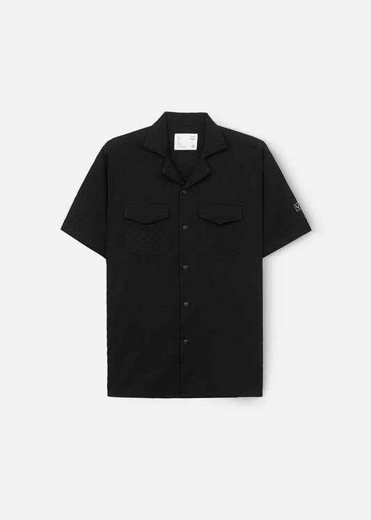 Áo Sơ Mi Cuban Họa Tiết Nổi Co Giãn No Style M82 Đen - YaMe.vn