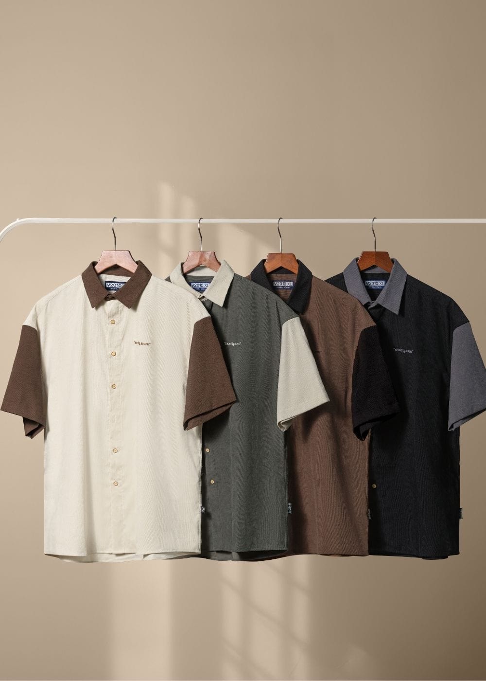 Áo Sơ Mi Tay Ngắn Cổ Bẻ Áo Sơ Mi Seventy Seven 22 Xanh Rêu
