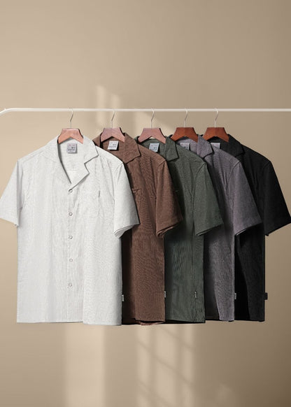 Áo Sơ Mi Tay Ngắn Cổ Cuban Áo Sơ Mi Seventy Seven 23 Nâu