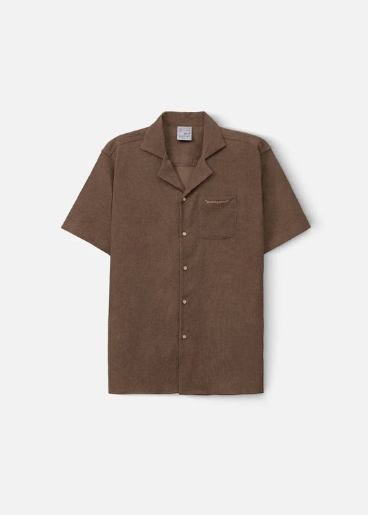 Áo Sơ Mi Cuban Corduroy Ít Nhăn Seventy Seven 23 Nâu Đậm - YaMe.vn