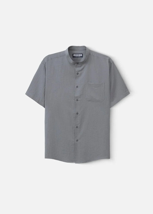 Áo Sơ Mi Cổ Trụ Linen Thoáng mát Seventy Seven 24 Xám - YaMe.vn