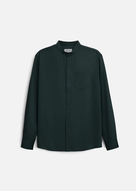 Áo Sơ Mi Tay Dài Slubbed Bamboo The CEO 009 Xanh Lá Đậm - YaMe.vn
