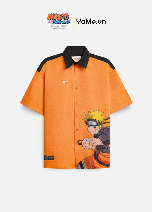 Áo Sơ Mi Tay Ngắn Cổ Bẻ Áo Sơ Mi Tay Ngắn Naruto 21 Cam