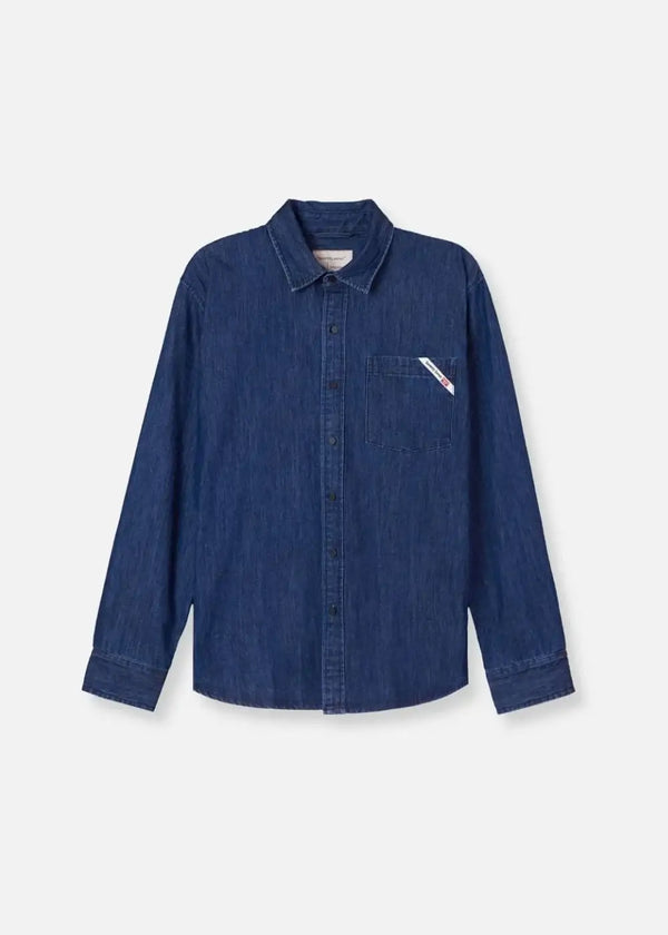 Áo Sơ Mi Tay Dài Jean Mềm The Original 050 Màu Xanh Dương Dáng Rộng Rãi F4