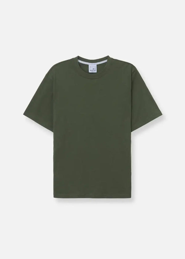 Áo Thun AirDry™ Cotton Washed Mềm Mại Giữ Phom Non Branded 039 Màu Xanh Lá Đậm Dáng Vừa Vặn F3