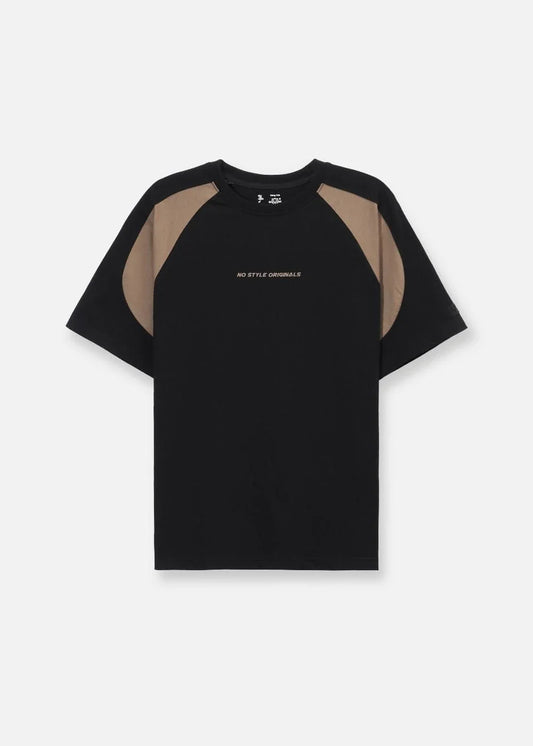 Áo Thun Raglan Cotton Phối Màu No Style M5 Đen Nâu - YaMe.vn