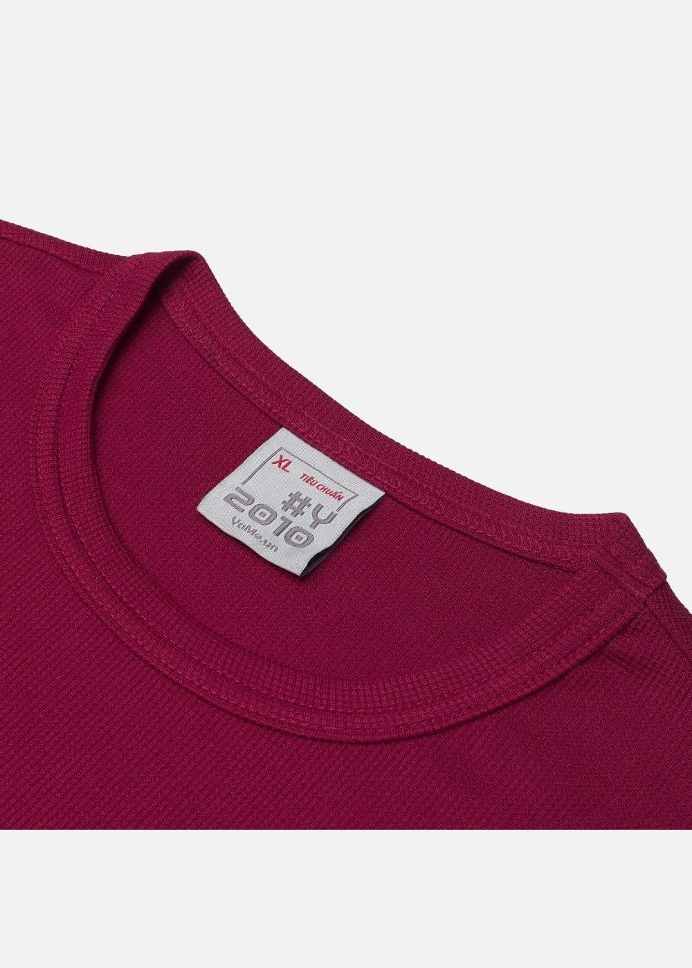 Áo Thun Waffle Thoáng Mát Non Branded 01 Đỏ Đậm - YaMe.vn