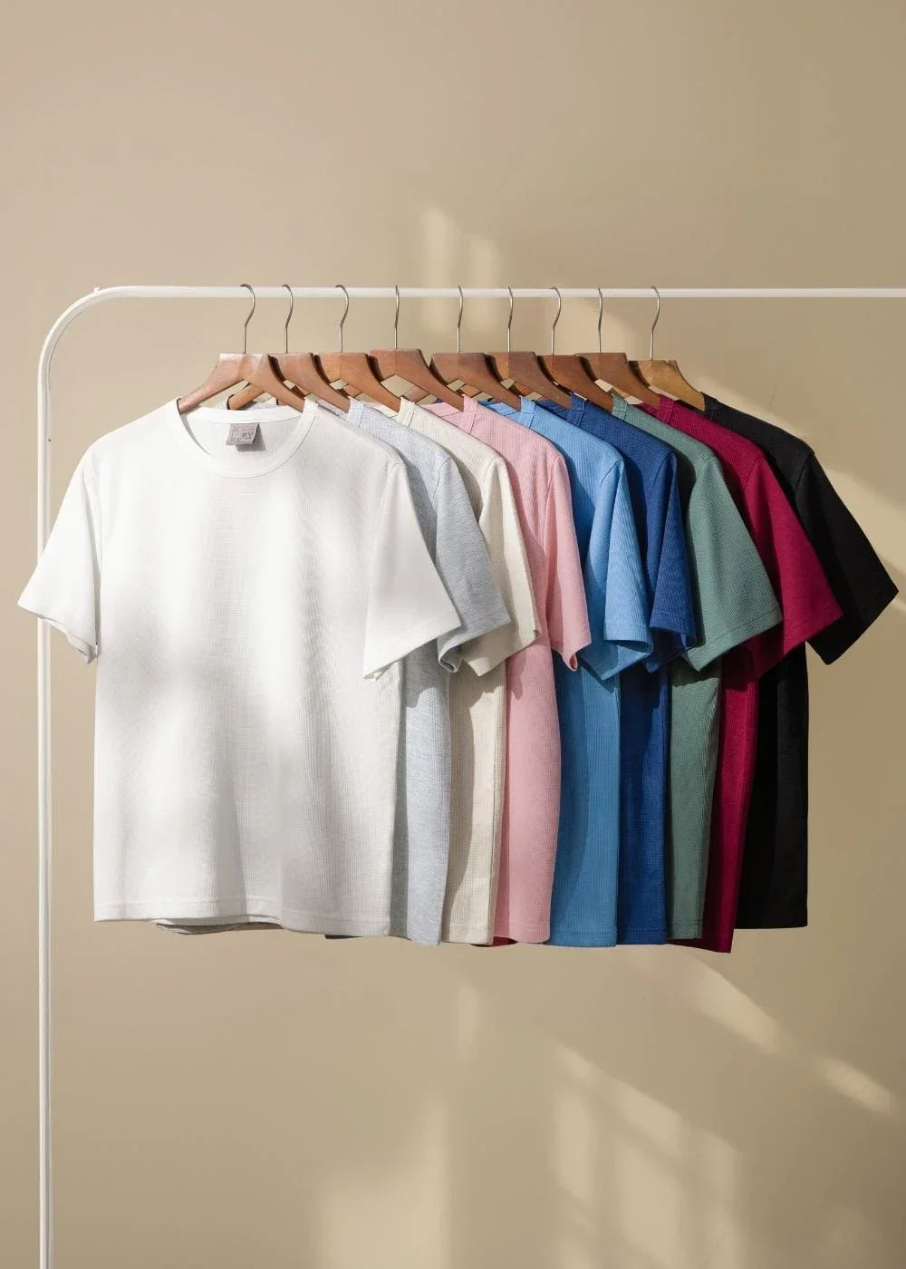 Áo Thun Waffle Thoáng Mát Non Branded 01 Đỏ Đậm - YaMe.vn